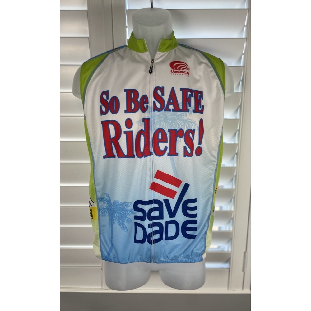 VELOCE Cycling Jersey Sharp Vest Swiss Sleeveless Size M Be Safe Dade Palm Trees - Picture 9 of 16